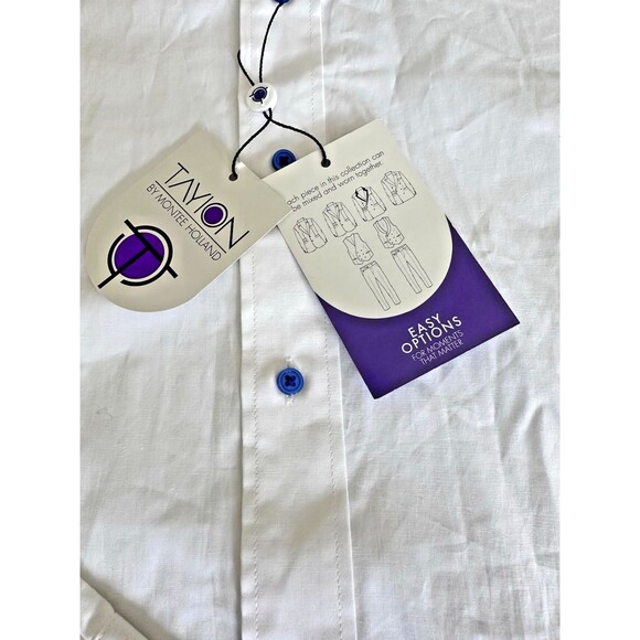 Tayion Collection Men's Slim fit Long Sleeve Button-Up Shirt White XXL 18-18.5 - Picture 6 of 7